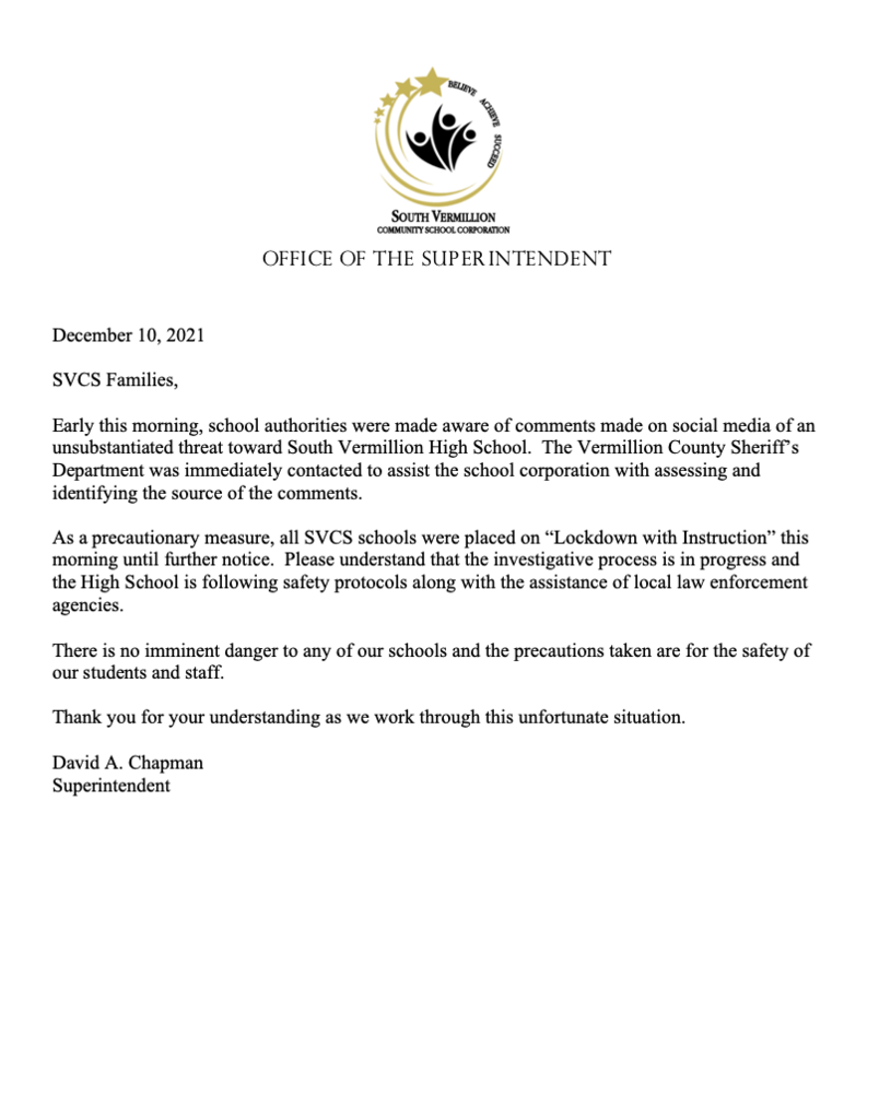 Memo from Supt.